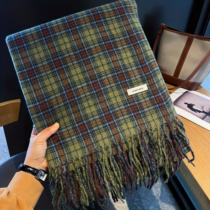 Vintage Green Plaid Tassel Sca - Shawl Wrap Winter recensie en prijs