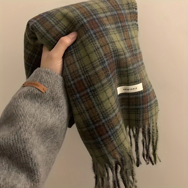 Vintage Green Plaid Tassel Sca - Shawl Wrap Winter recensie en prijs