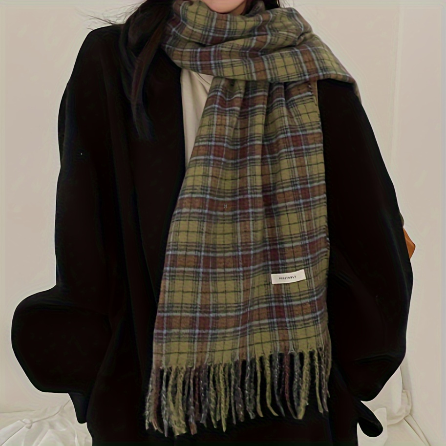 Vintage Green Plaid Tassel Sca - Shawl Wrap Winter recensie en prijs