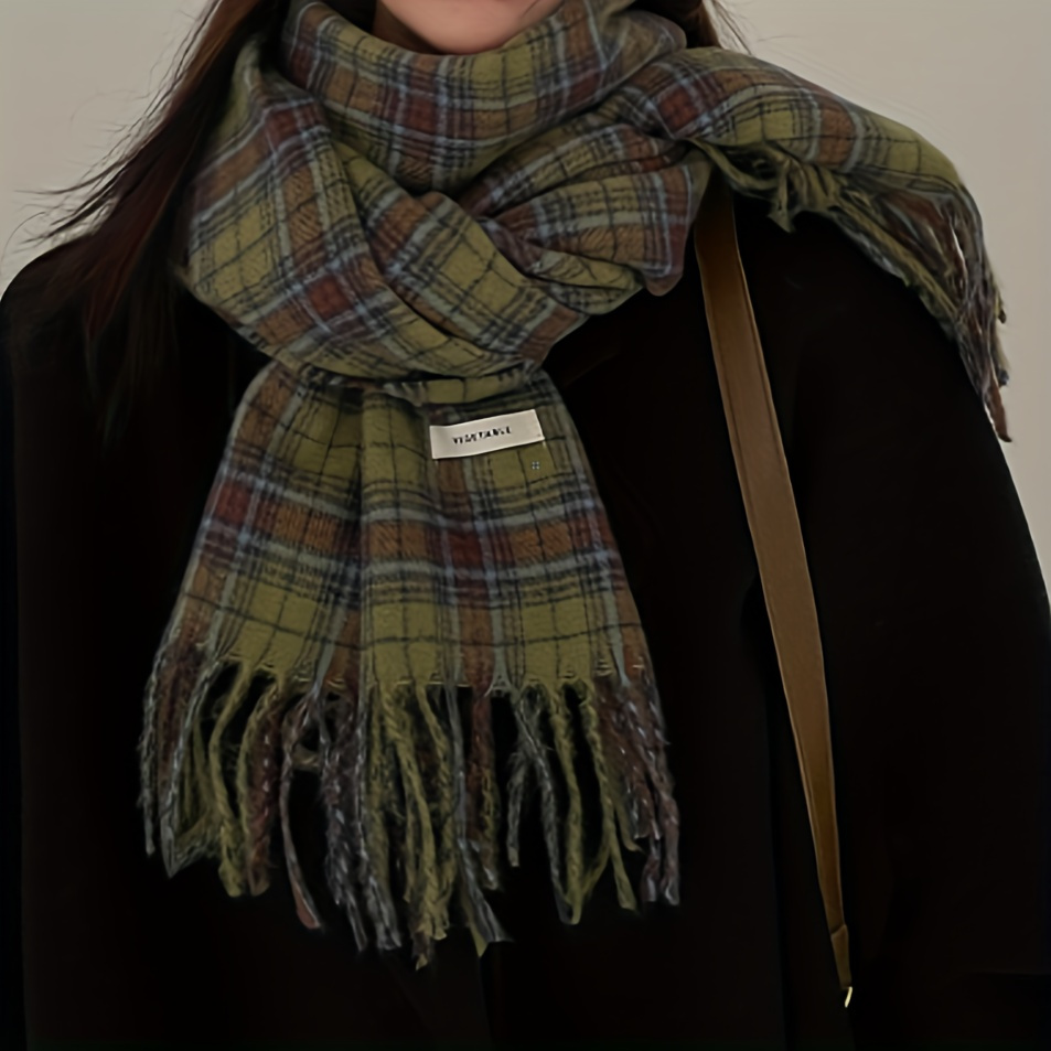 Vintage Green Plaid Tassel Sca - Shawl Wrap Winter recensie en prijs