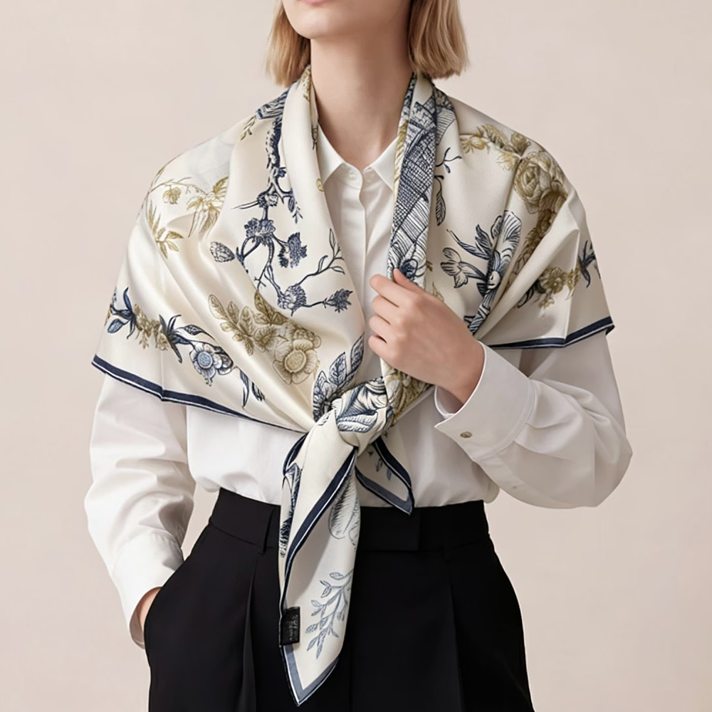 [BYSIFA] Blue White 100% Silk  - Shawl Wrap Winter recensie en prijs