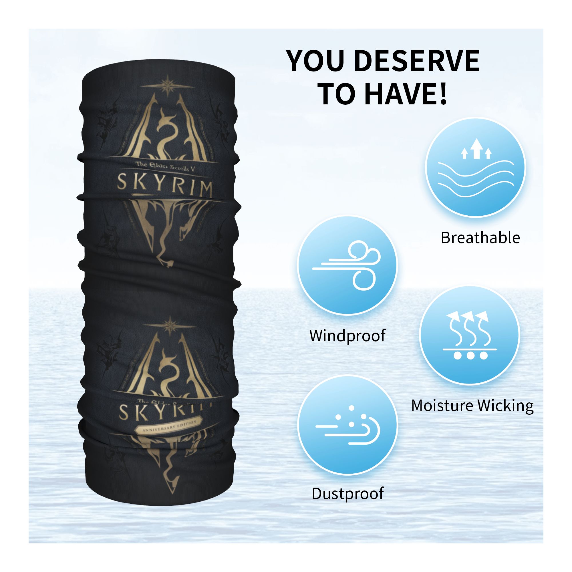 Custom Skyrim Logo Bandana Win - Neck Gaiter Fleece recensie en prijs