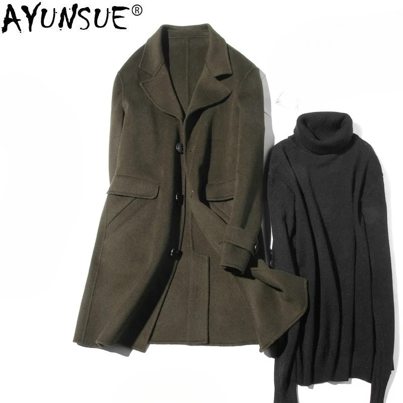 AYUNSUE 100% Wool Coat Men Aut - Wool Coat Peacoat recensie en prijs