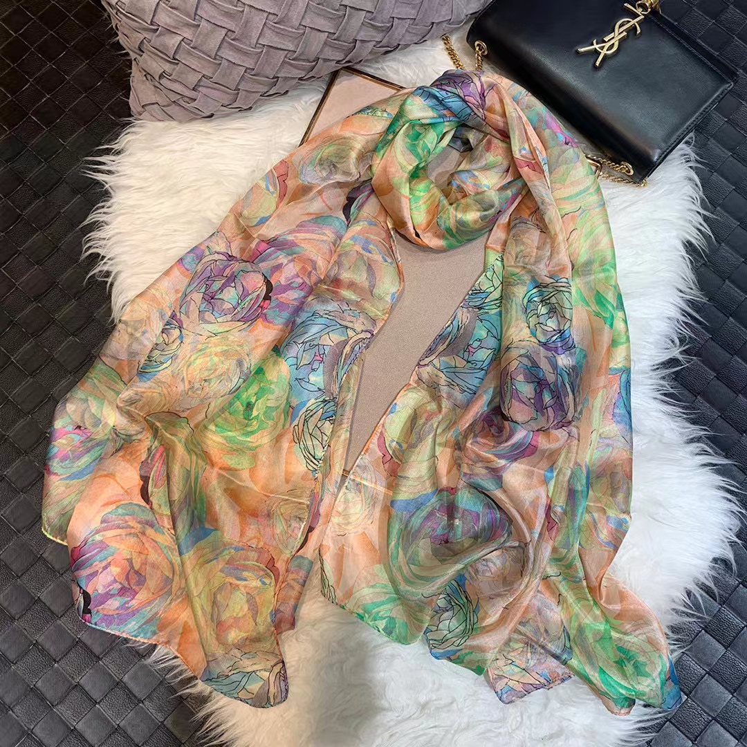 Ladies Green 100% Silk Scarf S - Shawl Wrap Winter recensie en prijs
