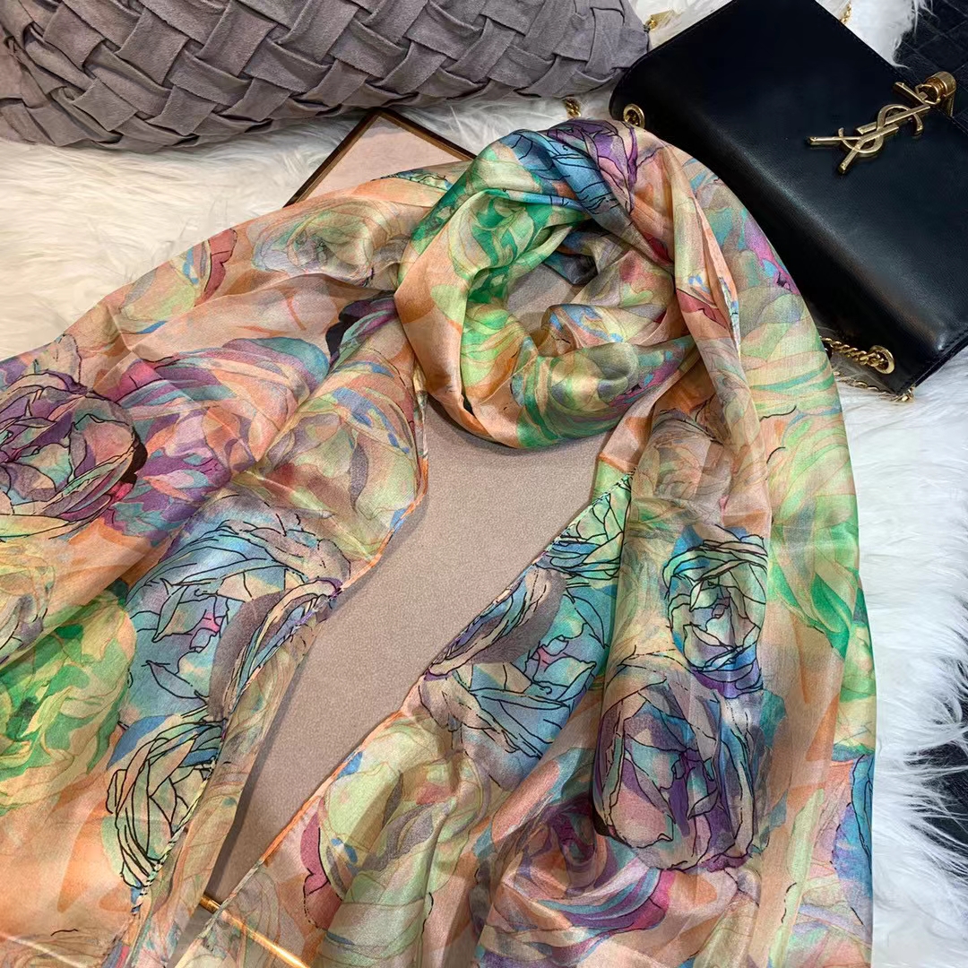 Ladies Green 100% Silk Scarf S - Shawl Wrap Winter recensie en prijs