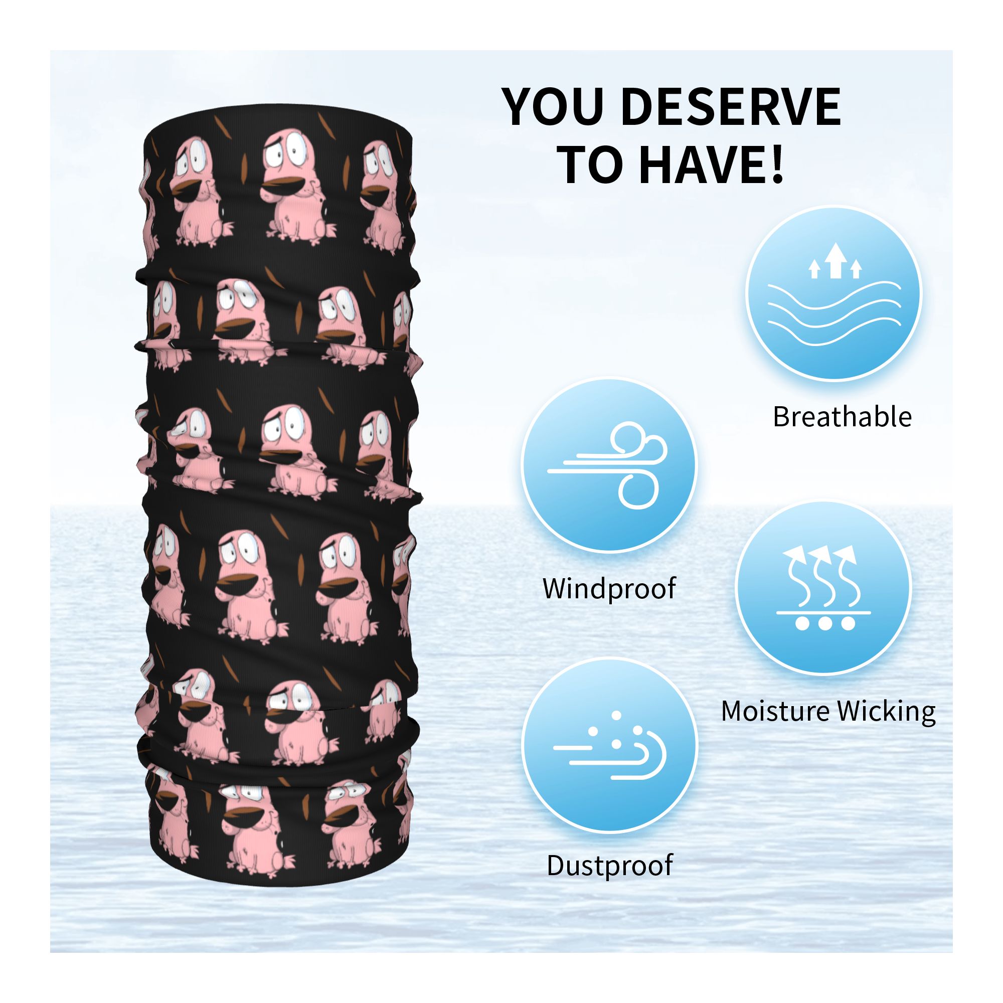 Custom Cartoon Courage Dog Win - Neck Gaiter Fleece recensie en prijs
