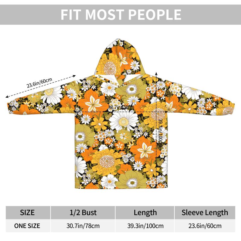 Hippie Flower Floral Retro Bla - Sherpa Hoodie Fleece recensie en prijs
