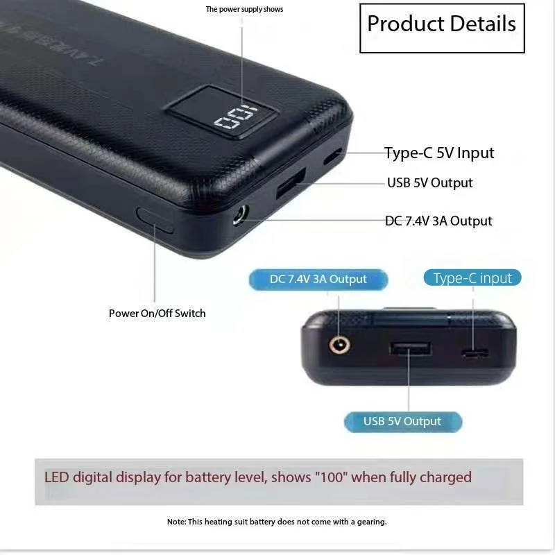 New Large Capacity 7.4V/3A/160 - Heated Vest Battery recensie en prijs