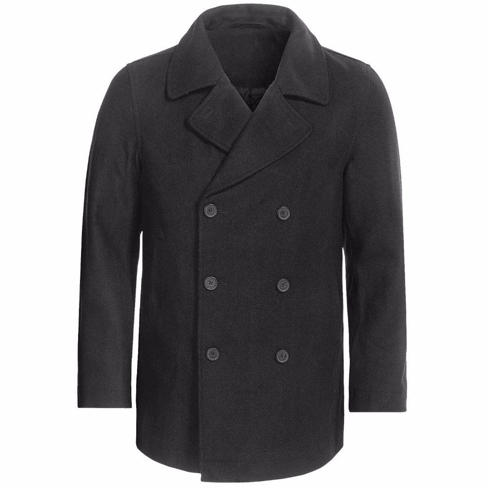 Custom Made Charcoal grey Pea  - Wool Coat Peacoat recensie en prijs