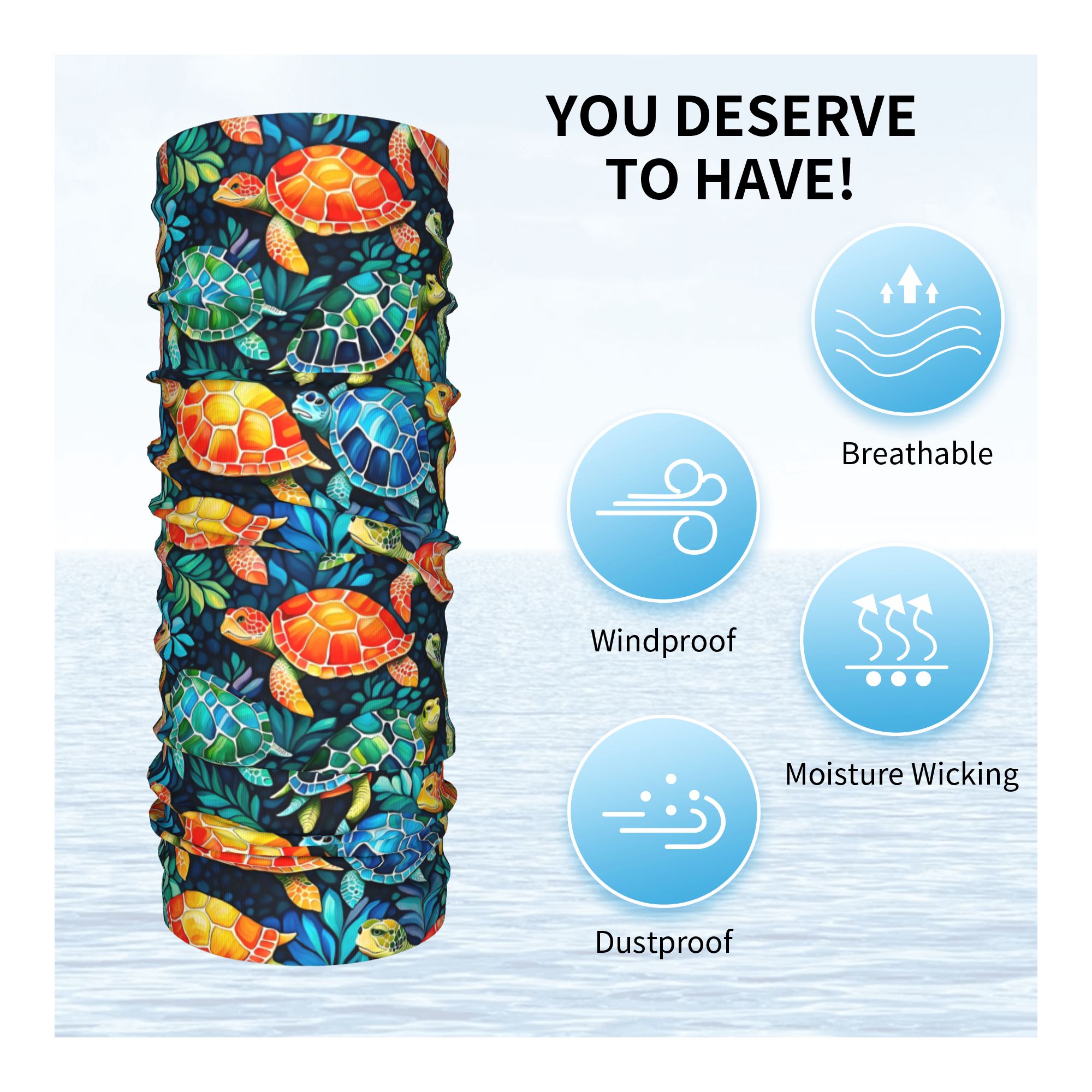 Custom Funny Colorful Sea Turt - Neck Gaiter Fleece recensie en prijs