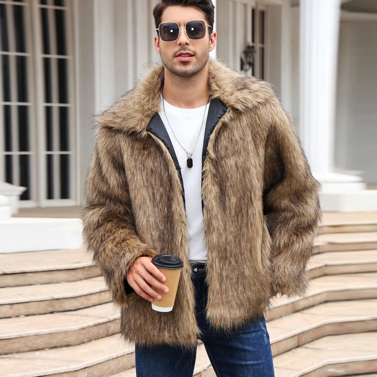 Men Faux Fox Fur Jacket Coat W - Down Jacket Packable recensie en prijs