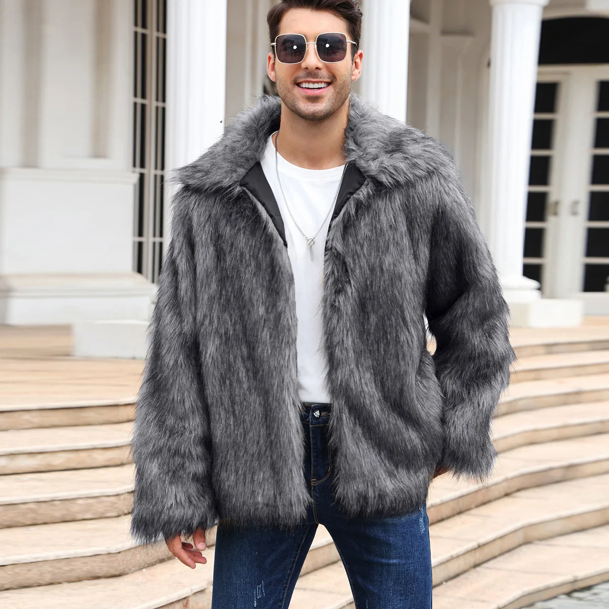Men Faux Fox Fur Jacket Coat W - Down Jacket Packable recensie en prijs