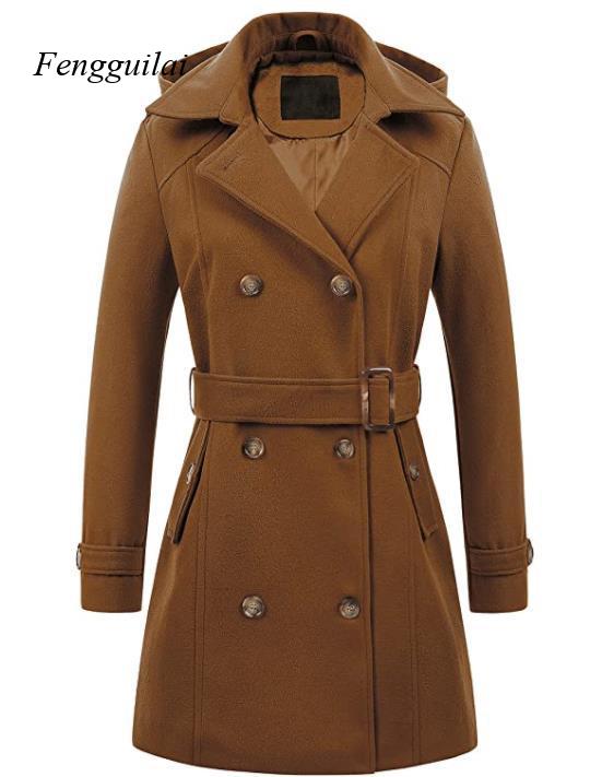 Women's Black Hooded Double Br - Wool Coat Peacoat recensie en prijs