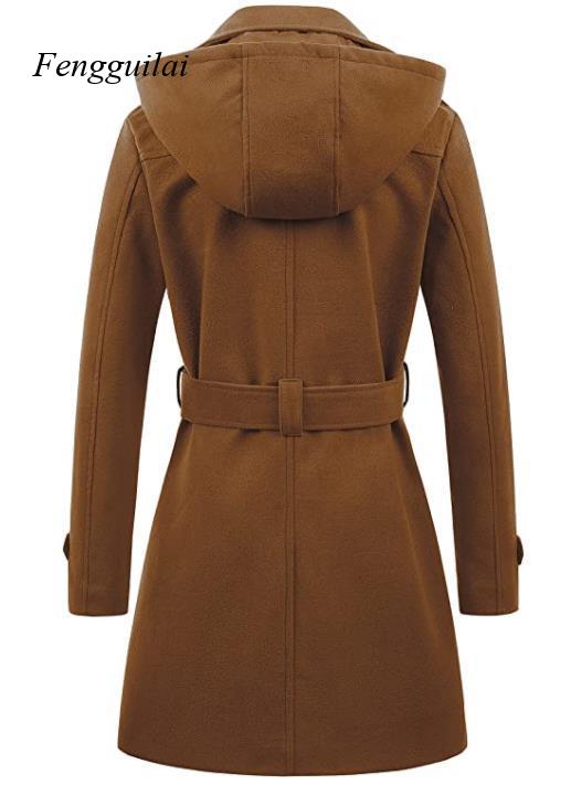 Women's Black Hooded Double Br - Wool Coat Peacoat recensie en prijs