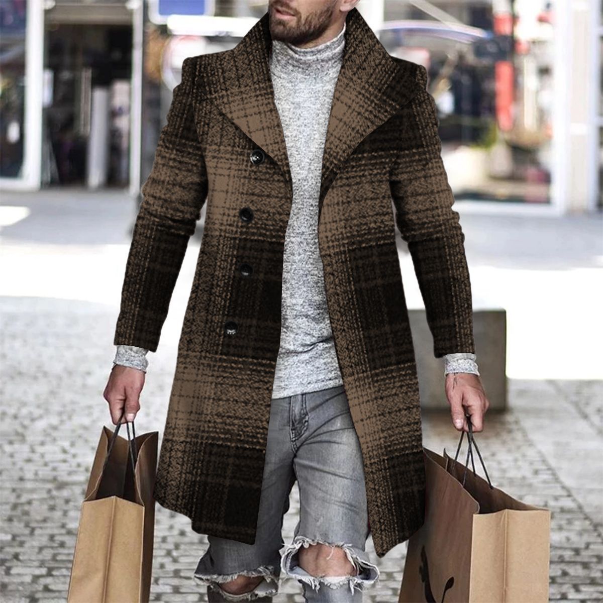 2025 Long Coat Men Mens Wool J - Wool Coat Peacoat recensie en prijs