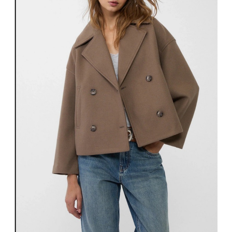 Women's Oversized Double Breas - Wool Coat Peacoat recensie en prijs