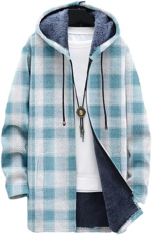 Men's Plaid Cardigan Oversized - Sherpa Hoodie Fleece recensie en prijs