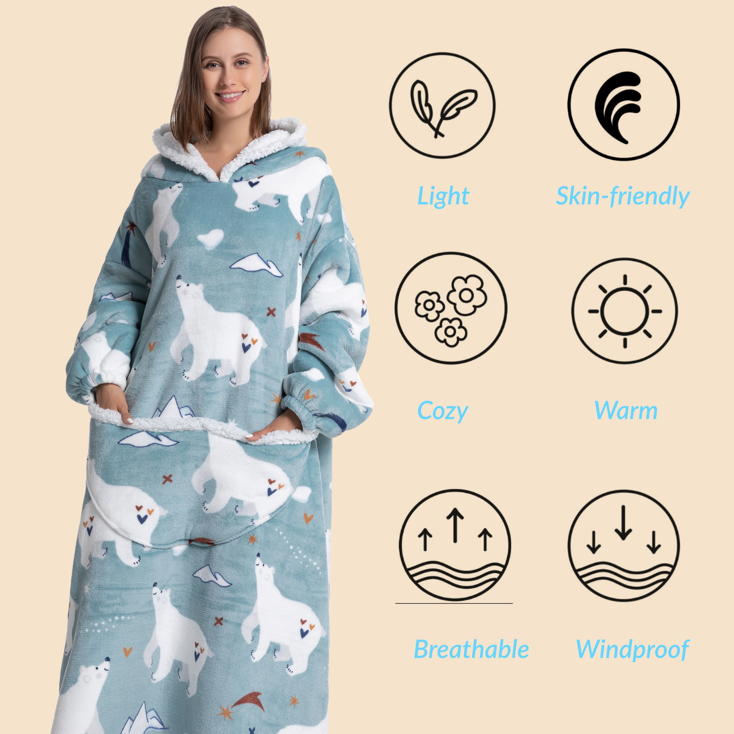 Oversized Wearable Blanket Coz - Sherpa Hoodie Fleece recensie en prijs